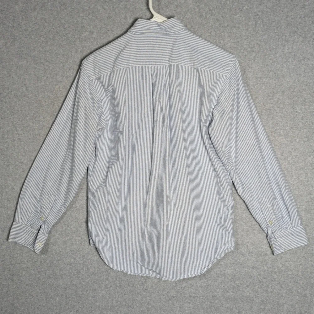 Ralph Lauren Boys Blue White Striped Oxford Button Down Shirt Size 14 Cotton